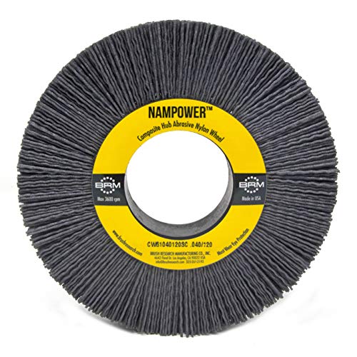 Image of Brush Research CW61040120SC Nampower Composite Hub Abrasive Nylon Wheel Brush, Round Hole, Silicon Carbide Filament, 6 inch Diameter, 0.040 inch Wire Diameter, 2 inch Arbor Hole, 1.5 inch Bristle Length, (Pack of 1)