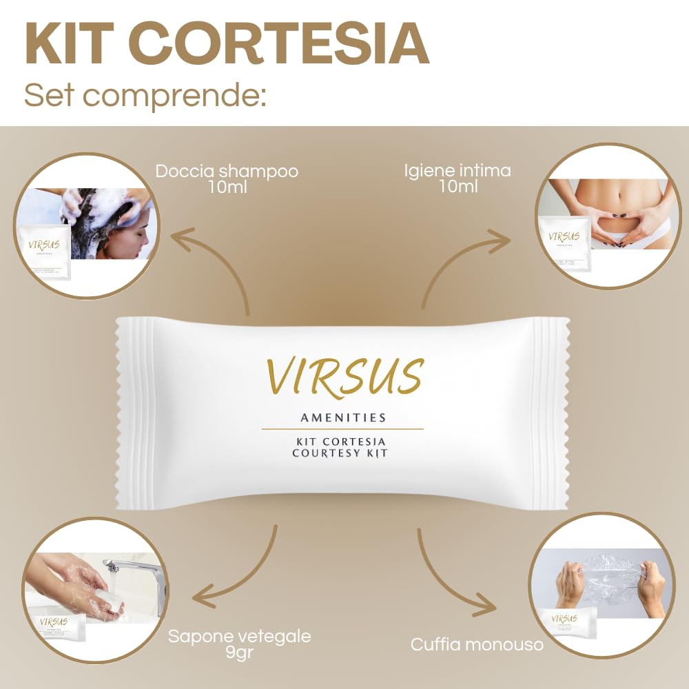 Virsus 200 Pezzi Kit Cortesia in 50 Bustine per Hotel B&B