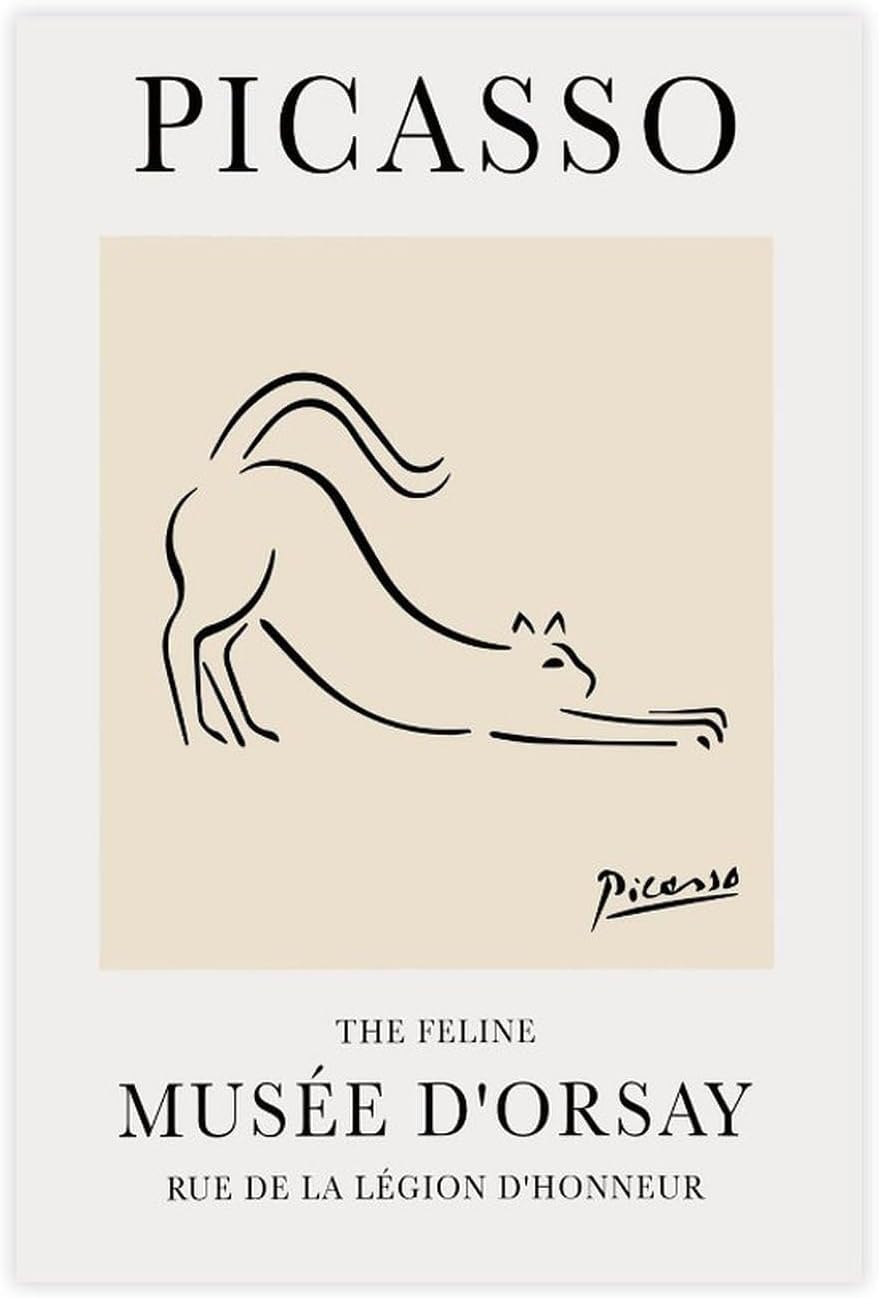 Feline Sketch by Pablo Picasso Canvas Poster Dog Line 40x65cm Frameless