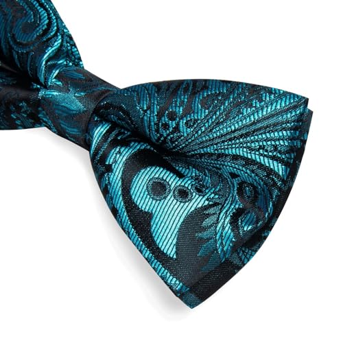 Corbata de moño pre-atada con pañuelo y gemelos para hombre miniatura 5