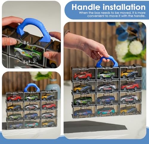 Mini Car Organiser for Hot Wheels Display Box - 1/64 Scale, Matchbox, Portable Collections (50 Pieces Grey Translucent)