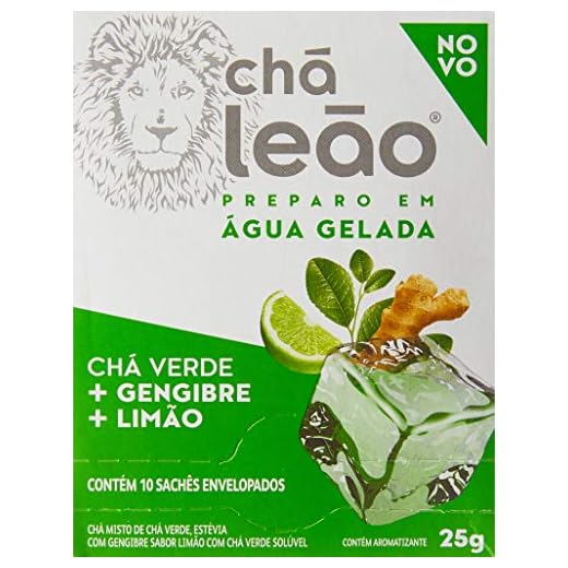 Chá Gelado Leão Chá Verde, Gengibre e Limão 10 Sachês