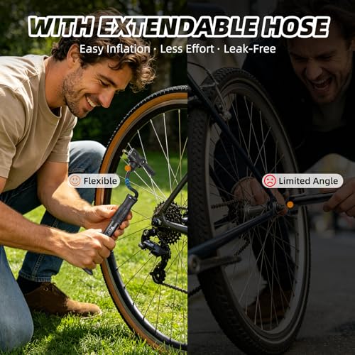 Image of Bicycle Pump Mini Bike Pump - Aluminum Alloy Cycle Pump for Presta & Schrader Valve, Portable Lightweight Bike Tyre Pump Fast Tyre Inflation Mini Air Pump for Mountain Road Bike Ball Pump