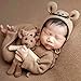 Ruiqas Recién Nacido Fotografía Prop Sombrero de Mameluco de Punto Conjunto de Muñeca de Rata Bebé Niño Niña Accesorios de Fotografía Trajes (Marrón)