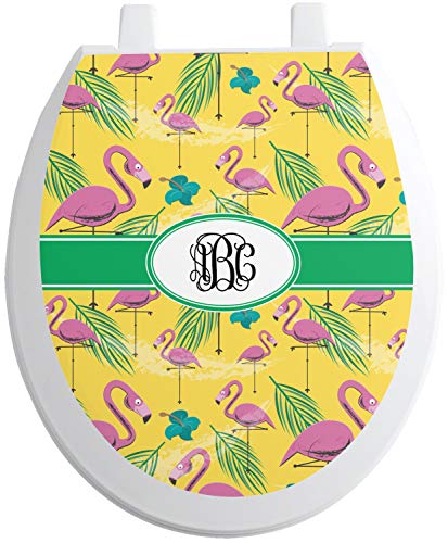 RNK Shops Personalized Pink Flamingo Toilet Seat Decal - Round