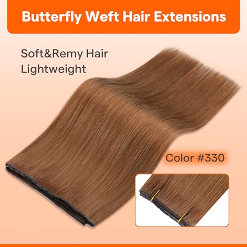 Image of Full Shine 18 Inch Butterfly Weft Hair Extensions 100G Copper Hair Extensions