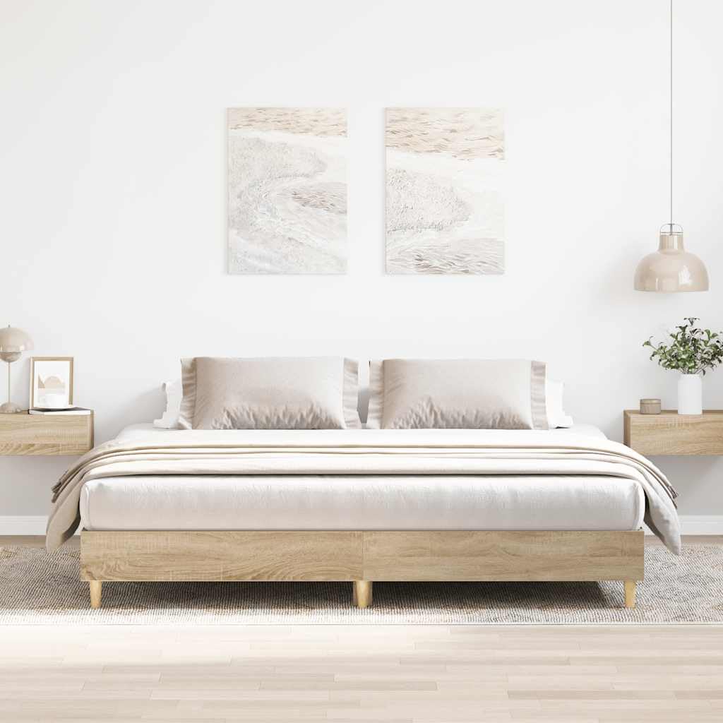 Materiał drewnopochodny niska rama łóżko 160x200 cm Brąz