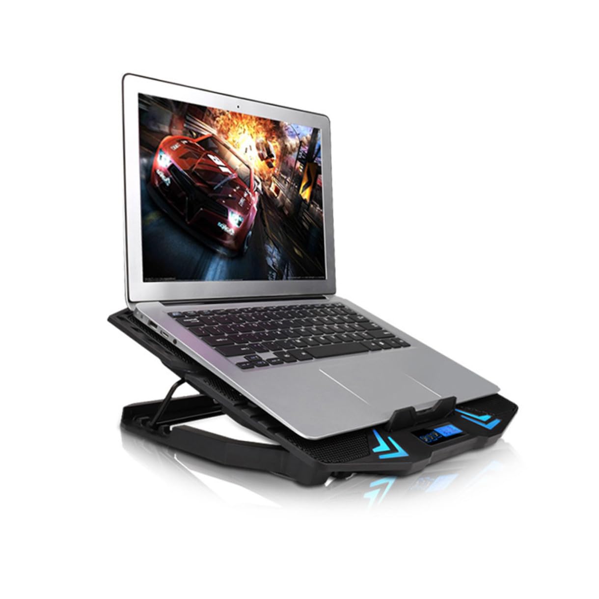 NUOBESTY Laptop-kühlpad mit Lüftern Verstellbarer Notebook-kühler rutschfeste Pads USB-anschluss Metallgitteroberfläche für Wärmeableitung
