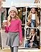 LessonZoo 5 Pack Girls' Long Sleeve Thermal Shirts Round Neck Fleece Lined Underwear Casual Basic Tops Winter Base Layer(Rose Red, Light Apricot, Light Red, Light Heather Gray, Black,9-10 Years)