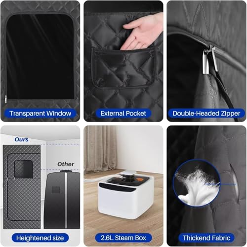 Sauna portable à domicile avec générateur de vapeur 2,6L et télécommande