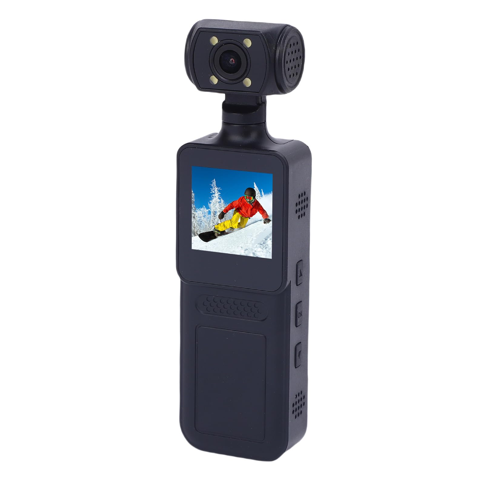 Caméra d'action Portable, 4K HD, Wi-FI, Rotative à 180°, pour Le Sport, Les Voyages, Les Vlogs, avec Clip, écran HD 1,3 Pouces, Contrôle par Application