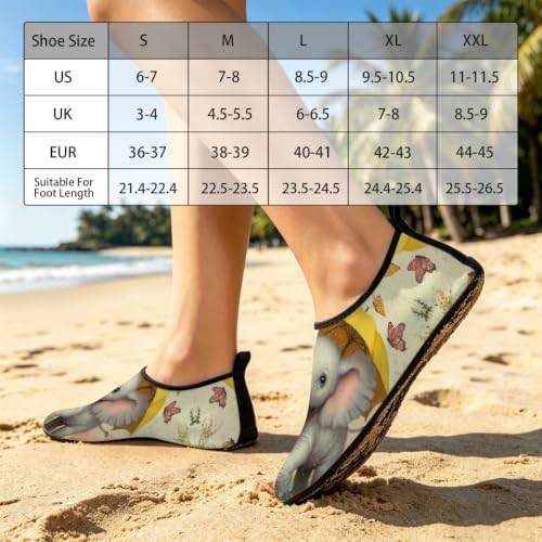 Zapatos acuáticos de playa con diseño de elefante y girasoles para piscina y surf 3