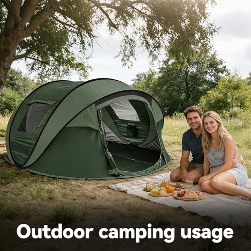 Camping Instant Tent,4-6 Person Pop Up Tent, Water Resistant Dome Tent, Easy Setup for Camping Hiking and Outdoor, Portable Camping Tent with Carry Bag image 7