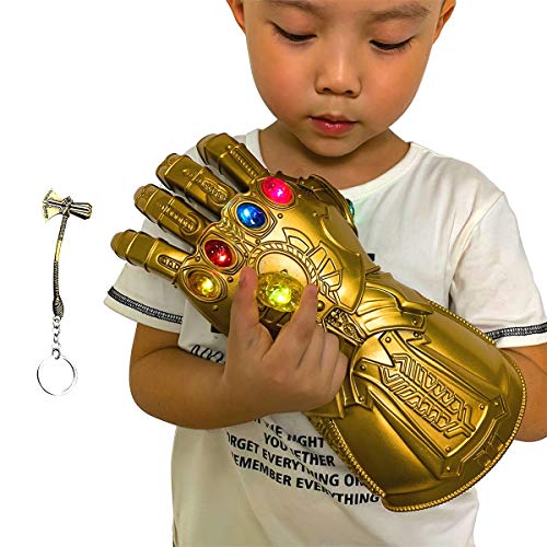 Aokairuisi Infinity Gauntlet Glove for Kids, Iron Man Glove LED Light up with Removable Magnet Infinity Stones-3 Flash Mode.