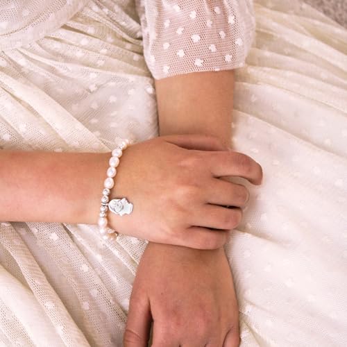 Pulsera Ángel de la Guarda anti alérgica en plata de ley y cuarzo rosa protector 3