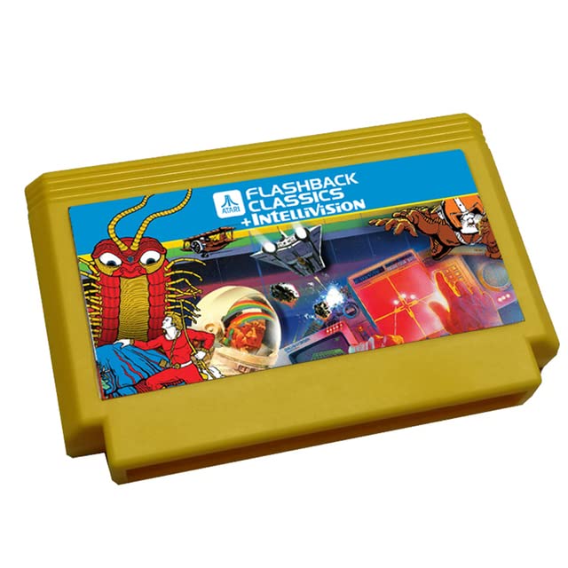 Electronics - For Atari Video Games 21+25 flashback+in-tellivision 8 bit collection game card 60 pin for FC game console (Yellow)