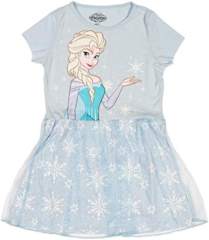 Disney Frozen Elsa Little Girls Snowflake Dress Costume Cosplay Movie Apparel Clothing
