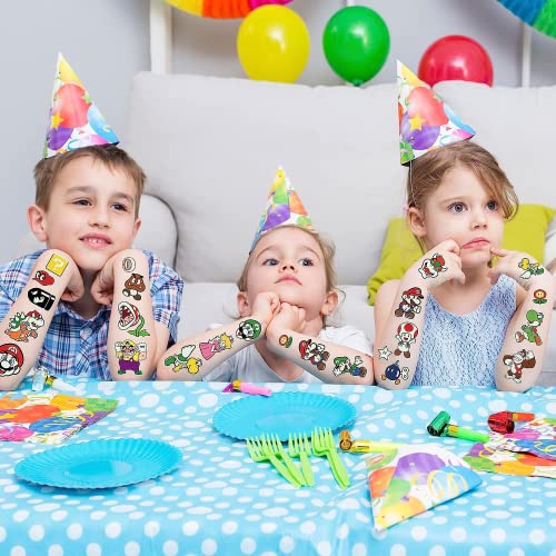 Mario Birthday Party Supplies, 60Pcs Mario Temporary Tattoos Party Favors, Cute Fake Tattoos Stickers Cartoon Party Decorations For Kids Boys Girls Party Gifts Birthday Decorations Rewards Gifts #TOP4