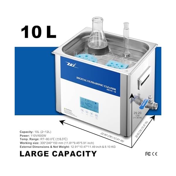 ZKI-10L-Digital-Ultrasonic-Cleaning-Machine-Adjustable-HeaterIntensityTimer-Ultrasonic-Cleaner-Degas-Mode-Low-Noise-12-Hrs-Run-Time-Ideal-for-Jewelry-Lab-Glasses-Dentures-Ind-110V600W ZKI-10L-Digital-Ultrasonic-Cleaning-Machine-Adjustable-HeaterIntensityTimer-Ultrasonic-Cleaner-Degas-Mode-Low-Noise-12-Hrs-Run-Time-Ideal-for-Jewelry-Lab-Glasses-Dentures-Ind-110V600W
