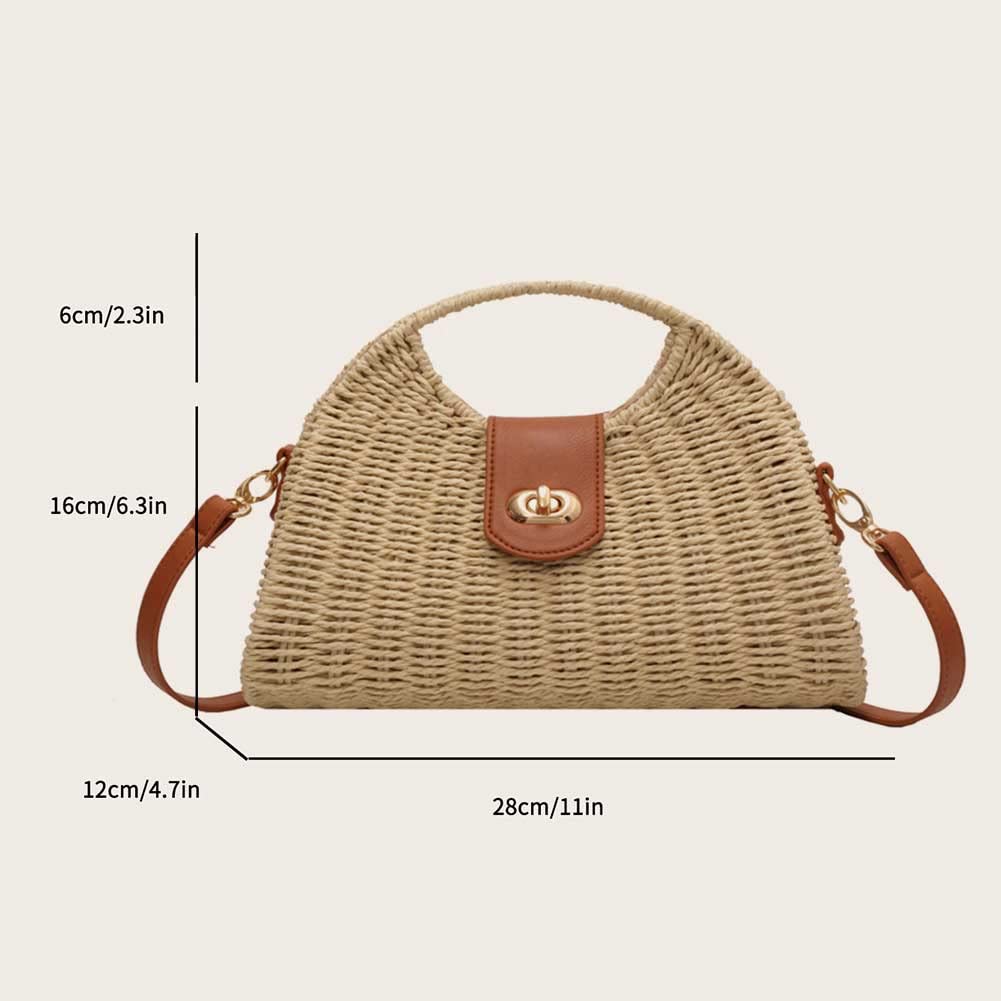 Sacs d'été tissés à la main avec poignée supérieure - Mode - Vacances décontractées - Sac tissé à la main - Simple et élégant - Sac de paille pour femme