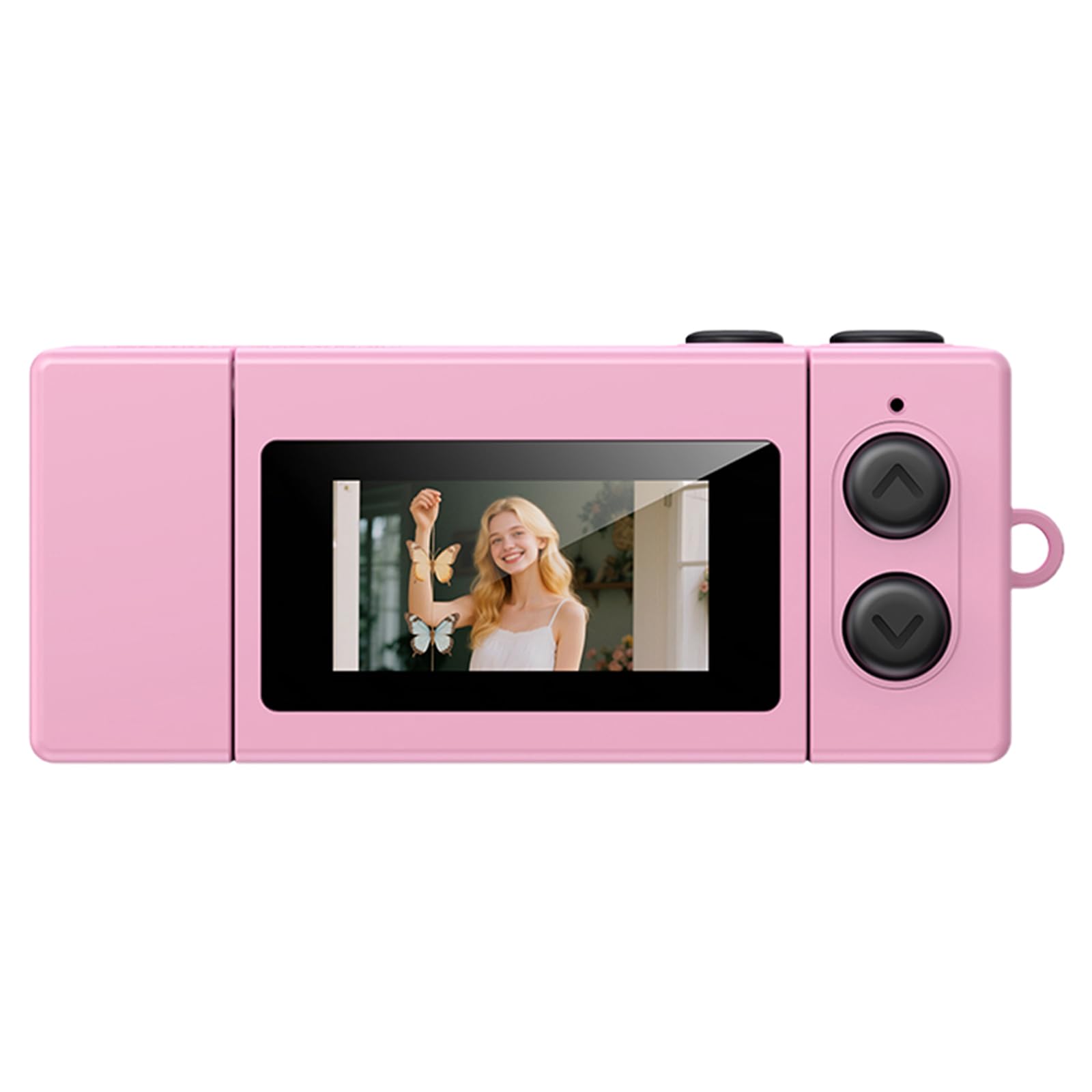 Keychain Digital Camera, 1080P HD Flip Screen Retro Mini Camera, Portable Thumb Camera with 130° Wide Angle, Video Recording & Photo Shooting Bag Charm for Travel Recording, Gift for Kids Adults(Pink)