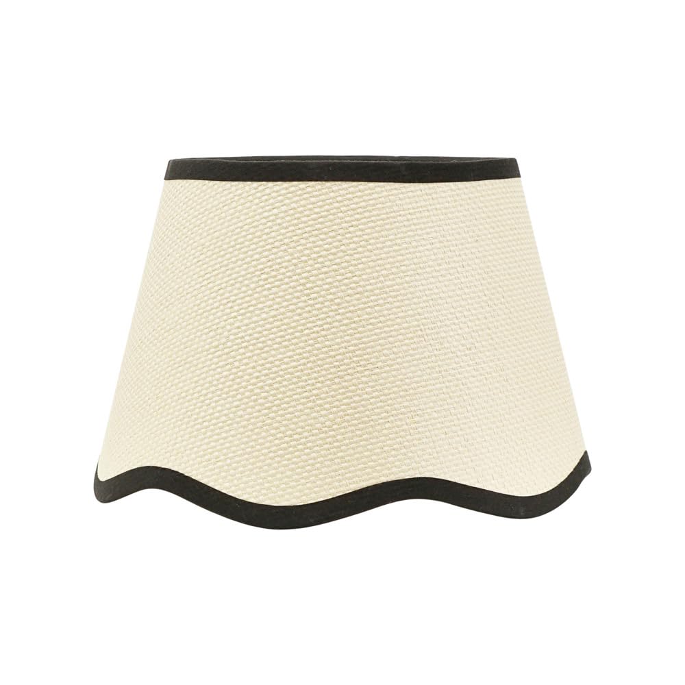ValueLights | Small Easy Fit Natural Scallop Light Shade with Black Trim Bedroom Hallway Lampshade | Shades, Home Décor & Improvement Essential | Included LED Bulb | 250mm Shade Width