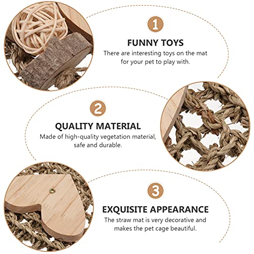 POPETPOP Teething Toy Parrot Toys Parrot Toys Rabbit Seagrass Protector Mat Bunny Chinchilla Activity Mat Small Animals Chew Toy for Teeth Grinding Heart Teething Toys Teething Toys - Image 3