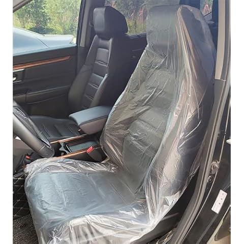 awagas 100PCS Ultra-Thick 20g Disposable Plastic Car Seat Covers Universal Clear Vehicle Seat Protector Car Chair Covers Mechanic Valet Roll Anti-Dirty Dustproof Disposable Car Seat Cover Cover