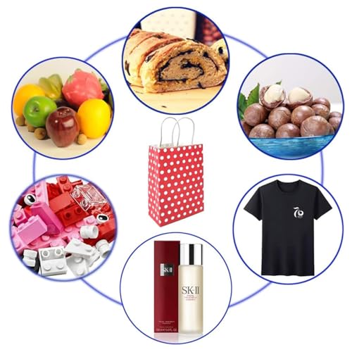 Image of Gitanjali Paper Curves Gift Bags- 10pcs 8x4x10 inch Polka Dots Small Paper Bags with Handles, Party Favor Candy Goodie Treat Bags, Paper Carry Bags for Return Gifts (Medium-Polka Dots, Pack of 10)