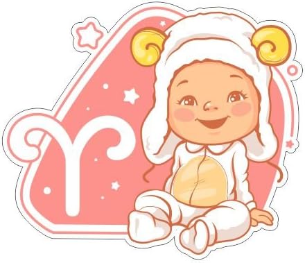 JS Artworks Cute Little Baby Aries Vinyl Bumper Sticker Decal Astrology Sign Cartoon