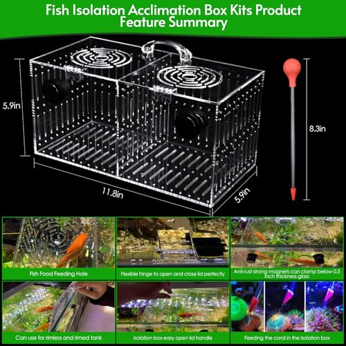 Image of Magnet Acclimation Box for Saltwater Fish Quarantine Aquarium Isolation Box for Aquarium Fish Anemone Reef Coral