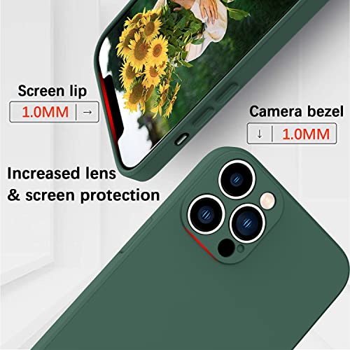 KPPIT Silicone Case Compatible with iPhone 13 Pro Max 6.7 inch Protective case,Ultra Slim Soft Gel Anti-Scratch,Microfiber Lining,Rubber Shockproof Case Cover for iPhone 13 Pro Max Night Green - Image 4
