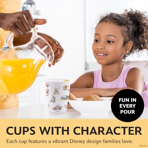 Image of Disney Winnie the Pooh Plastic Drinking Glasses, Dishwasher Safe, 4-Pack | 16 oz, unbreakable, reusable, BPA-free, stackable to save space, great for water, juice, and family meals