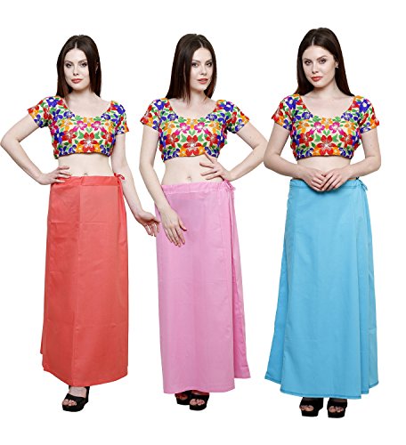 Image of Pistaa combo of 3 Women's Cotton Best Indian Readymade Inskirt Saree petticoats