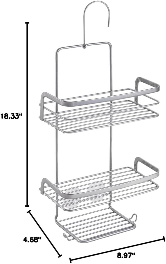 Metaltex Origin Luxury Shower Shelf 3 Section for Shower Rail with Hooks