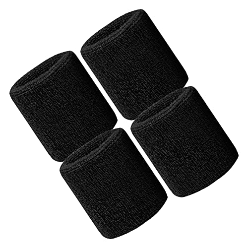 Favorpack Men's 3.2-Inch High-Performing Sports Wristbands 4-Pack (Black) #TOP30