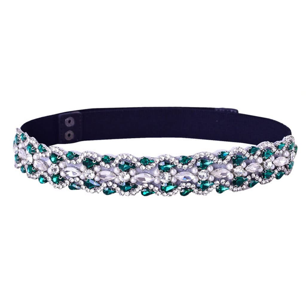NOBRIM Women's Elastic Belt Sparkly Rhinestone Waistband Travel Party Decoration Plus Size Womens Belts Dresses 27in