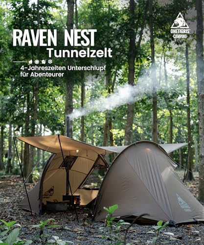 OneTigris Raven Nest Tunnelzelt 2 Personen, Winterzelt, Hot Tent, Ofenloch – Bild 2