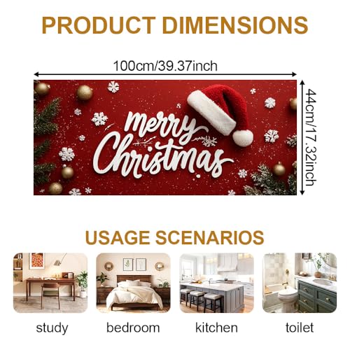 Image of Merry Christmas Typography Window Film 39.37x17.32in Static Cling