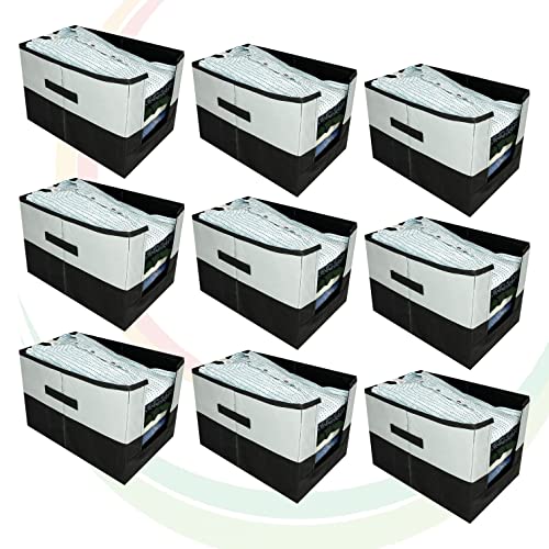 Image of GR Art&Craft inchOrganize Your Space inch Non Woven Shirt Stacker /Shirt Organizer Wardrobe Organizer-9 piece (Grey Black Design 2)