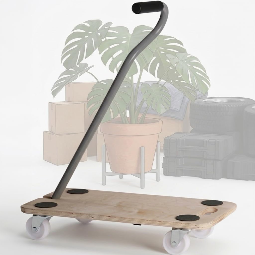 HSI Transportwagen mit Griff 590x290 - Transportroller Schwerlast bis zu 200 kg, Möbelroller, Rollbrett mit harten Rollen, Transportwagen für Möbel oder Waschmaschine, Anti-Rutsch-Pads