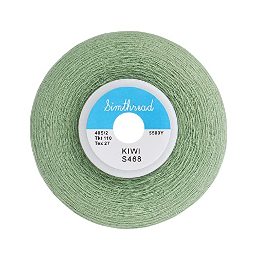 Simthread All Purpose Sewing Thread From 100% Spun Polyester For Serger, Overlock, Merrow, Quilting Sewing 4 Big Cones Of 5000M (5500 Yards) Each - 40S/2 Kiwi #TOP1