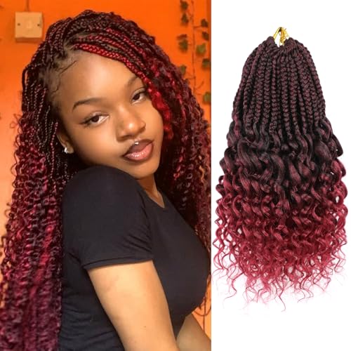 Burgundy Goddess Box Braids Crochet Hair 14 Inch 7...