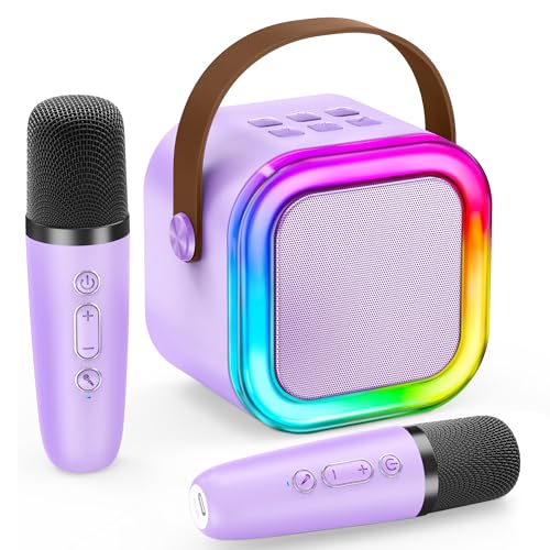 Karaoke Maschine Kinder IROO Mini Karaoke Maschine mit 2 Mikrofonen,...