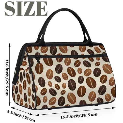 Overnight Weekender Bag for Women Men Coffee Beans Brown Waterproof Carry On Travel Duffel Bags with Zipper Lightweight Sports Gym Bag Luggage Workout Handle Bags for Traveling Yoga Camping2