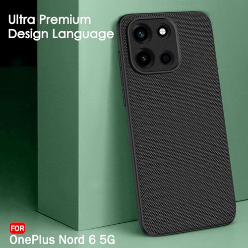 Image of TheGiftKart Back Cover Case for OnePlus Nord 6 5G | Slim & Lightweight | Ultra-Premium Design | Camera Protection Bump | Fabric Texture Case Cover (PC & TPU, Black)