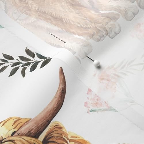 Miniatura 14 de Spoonflower Tela - Pink Spring Highland Cow Floral Calf Scottish Printed on Minky Fabric Fat Quarter - Cobijas de bebé de costura de felpa