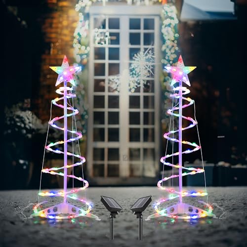 3ft Solar LED Spiral Christmas Tree With 140 LEDs -