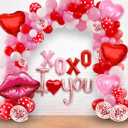 Image of Katchon, Huge Pride Balloon Arch Kit - 30 Inch, Pack Of 112 Including, Lip, I Love You, Xoxo Balloons For Pride Month Decorations