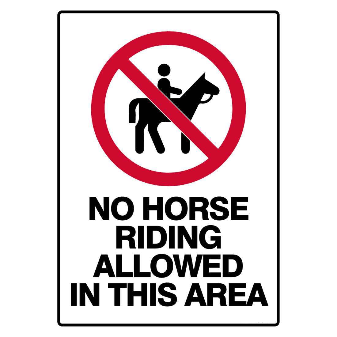 Prohibition Safety Sign - No Horse Riding Allowed In This Area Metal Tin Sign 12x8 inch for Industrial & Commercial